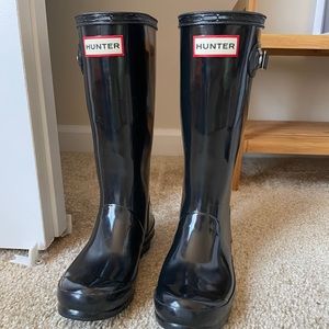 Hunter Original Big Kids Gloss Rain Boots: Black